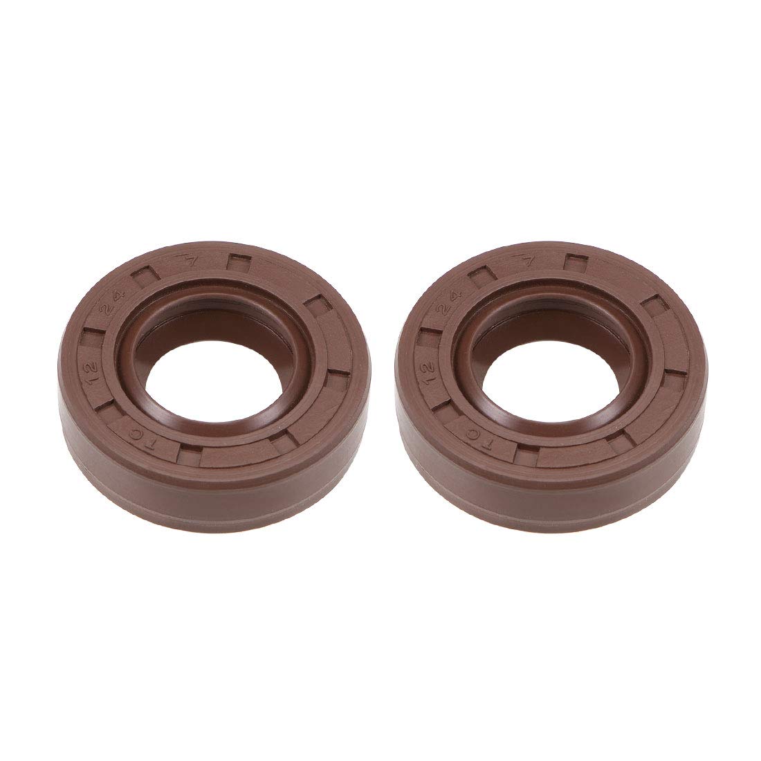 Oil Seal 12mm Inner Dia 24mm OD 7mm Thick Fluorine Rubber Double Lip Seals 2Pcs