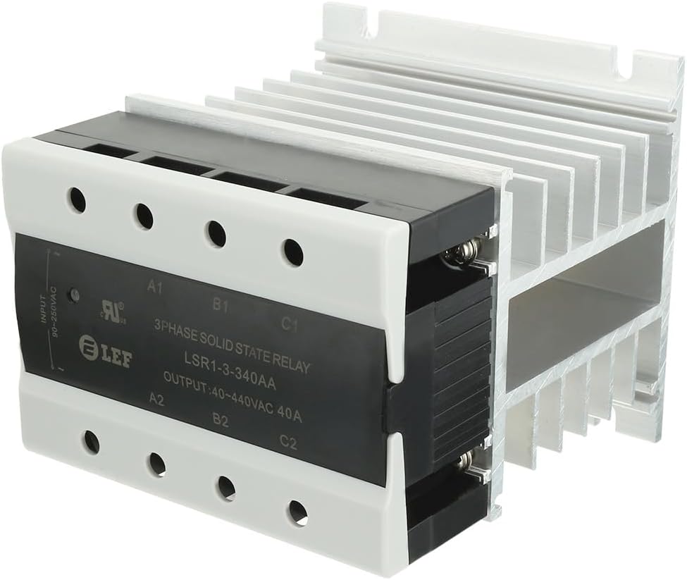 AC-AC Relay 40A 90-250VAC to 40-440VAC Thermal Compound 3 Phase Solid State Relay + Heat Sink