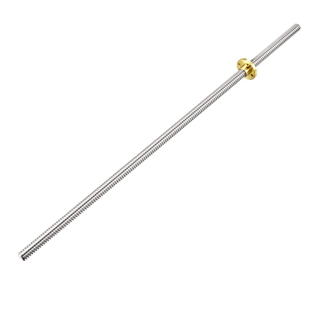 350mm Length T8 8mm Dia Lead Screw Rod,2 Lead Stainless Steel Lead Screw Rod with Copper Nut Trapezoidal Thread for 3D Printer Z Axis