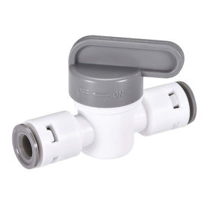 Quick Connector Ball Valve, Push in to Connect Water Tube Fitting, 1/4" Tube OD, for RO Water Systems, Water Purifiers Water Filters, Grey and White 2Pcs