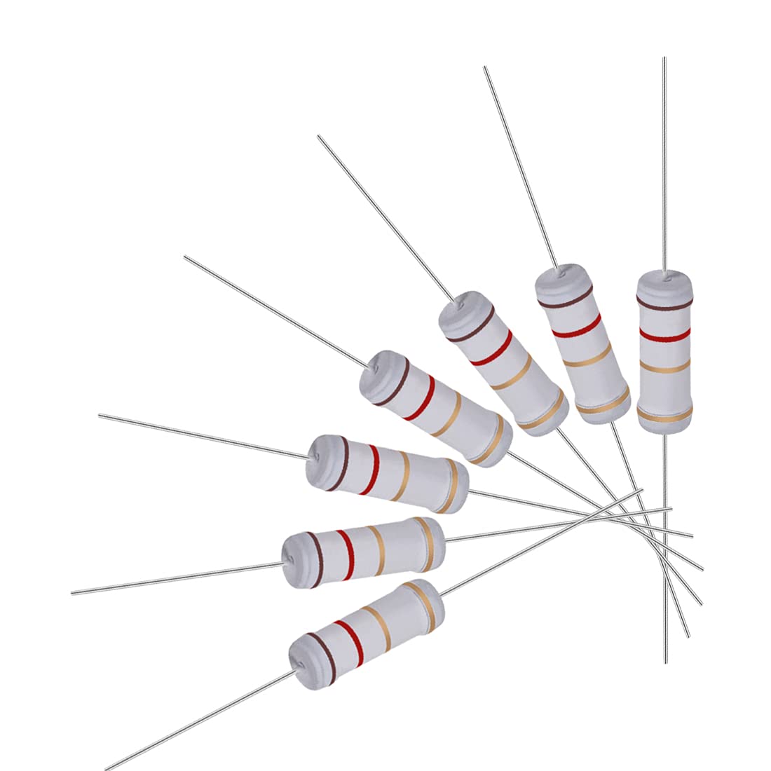 40Pcs 1.2 Ohm Resistor, 3W 5% Tolerance Metal Oxide Film Resistors, Lead, Flame Proof for DIY Electronic Projects and Experiments