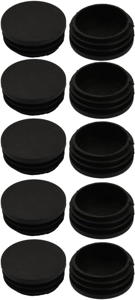 10pcs 47mm Diameter Tube Insert Chair Leg Cap Round Black Plastic Tubing Plug