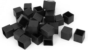 20mm x 20mm Rubber Square Shaped Furniture Foot Cover Protector Pad Black, 30 stuks