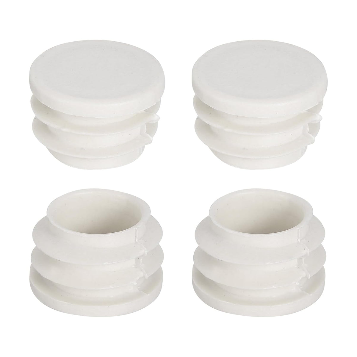 1"(25mm) Round Plastic Plug, 4 Pcs White Pipe Tubing End Cap Plastic Plug Cap Insert Glide Insert for Metal Tubing Fence Table Chairs Furniture