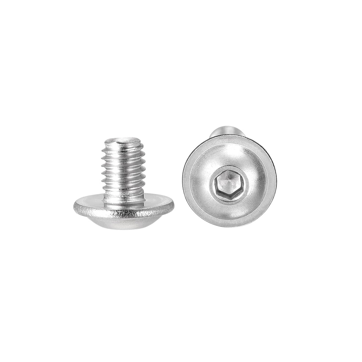 Flanged Button Head Socket Cap Screws, M3x4mm Hex Socket Drive Screw, 304 Stainless Steel Fasteners Bolts, Fully Threaded Machine Screw 50Pcs