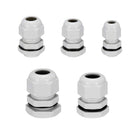 PG7 PG9 PG11 PG13.5 PG16 Cable Gland Waterproof Connector Joint Plastic Adjustable Locknut White for Cable Wire, Pack of 50