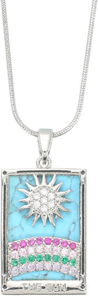 Tarot Card Necklace, Titanium Steel Square Enamel Tarot Cards Necklaces