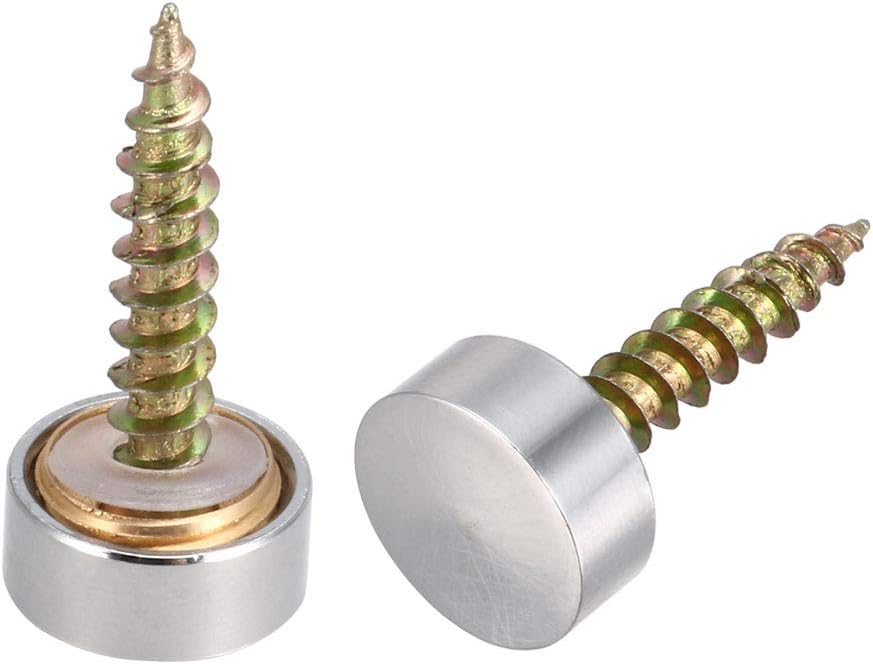Wardrobe 12mm Dia Round Cap Decor Glass Mirror Screw Nails 20Pcs