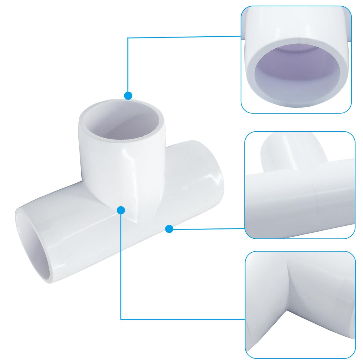 LinkMejor 4 Pcs 1 Inch Tee Elbow PVC Pipe Fitting, Conector de tub 3 moduri