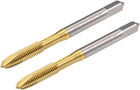 Spiral Point Plug Threading Tap M5 x 0.8 Thread, Ground Threads H2 3 Flutes, High Speed Steel HSS 6542, Titanium Coated, Metric Screw Taps Tapping Bit for Thread Repair, 2pcs