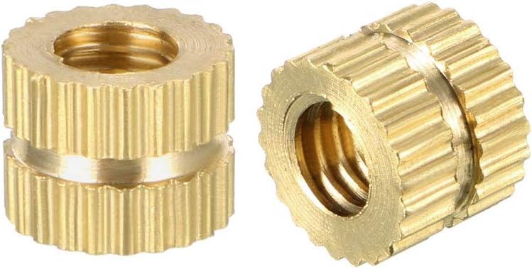 Knurled Insert Nuts - 50Pcs M4 x 5mm Length x 6mm OD Female Thread Brass Threaded Insert Embedment Nut for 3D Printer