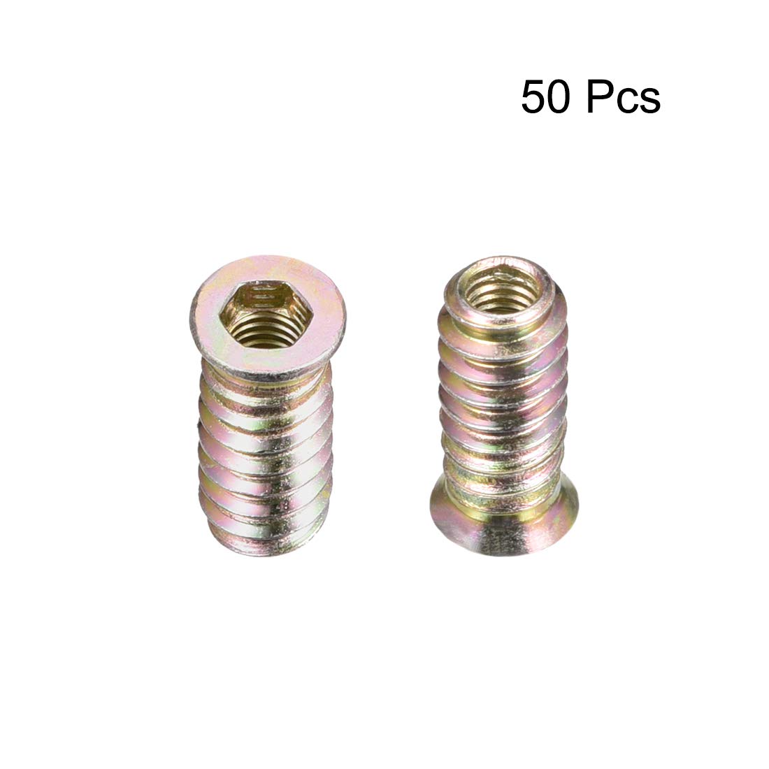 Træ Møbel M6x25mm Skruet Indsættende Nødder Interface Hex Skruetræk 50stk