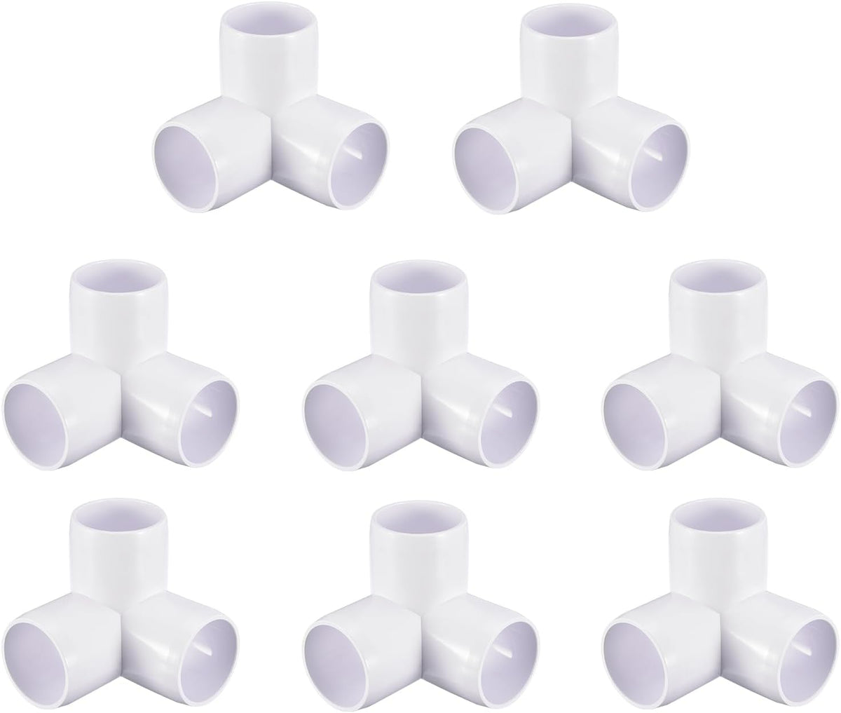 8Pack 3 Way PVC Fittings, 1-1/4 Inch PVC Pipe Fitting Connectors for Building Furniture DIY PVC Shelf Garden Support, White