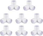 8Pack 3 Way PVC Fittings, 1-1/4 Inch PVC Pipe Fitting Connectors for Building Furniture DIY PVC Shelf Garden Support, White