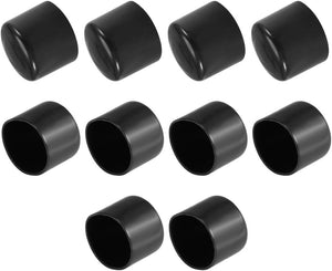 10pcs Rubber End Caps 40mm ID Vinyl Vinyl Round End Cap Cover Screw Thread Protectors Black