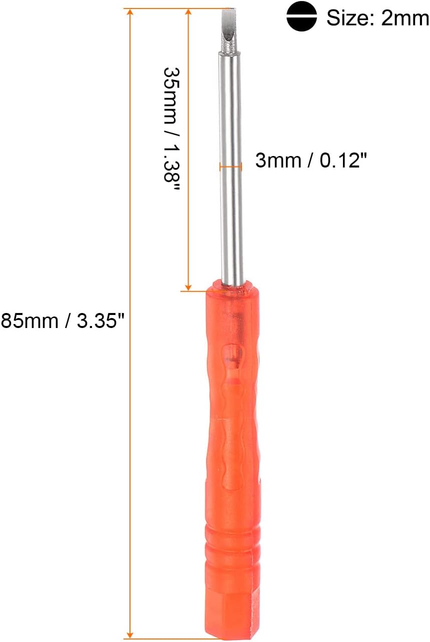 5pcs Mini Slotted Screwdriver, 2mm Flat Head for Watch Eyeglasses Electronics Repair (Red)