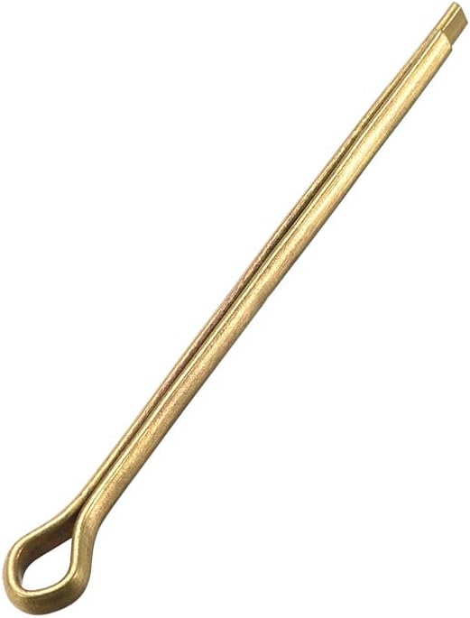 Split Cotter Pin - 3mm x 50mm (1/8 inch x 1 31/32 inch) Solid Brass 2-Prongs Gold Tone Fastener Clip Key