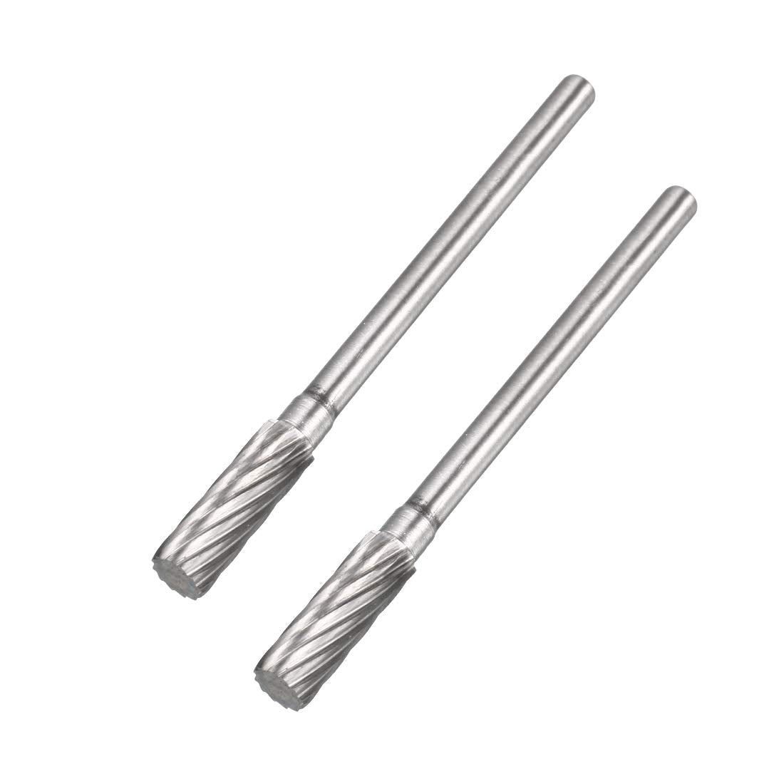 Tungsten Carbide Rotary Files 1/8" Shank, Single Cut Top Toothed Cylinder Shape Rotary Burrs Tool 4mm Dia, for Die Grinder Alloy Steel Hard Metal Polishing Engraving, 2pcs