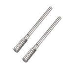 Tungsten Carbide Rotary Files 1/8" Shank, Single Cut Top Toothed Cylinder Shape Rotary Burrs Tool 4mm Dia, for Die Grinder Alloy Steel Hard Metal Polishing Engraving, 2pcs