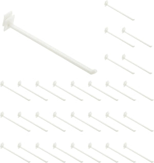 30Pcs Slat Wall Panel Hooks, 7 Inch Plastic Slat Wall Accessories Gridwall Hooks Shelves Hanging Accessories for Garage Tool Storage Gridwall Kitchen Craft Retail, White