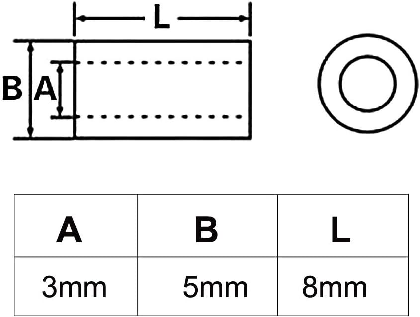 1000pcs 3x5x8mm Nylon Straight Insulating Tube PCB Pillar Standoff Spacer