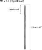 Metric Thread Tap M5 x 0.8 H2 120mm Extra Long Straight Flute Screw Thread Milling Machine Taps Threading Tapping Repair Tool
