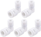 Quick Connector L Type 1/4" to 3/8" Push Fit Elbow Connect Fittings for Water Purifier, 34x33mm White 5Pcs
