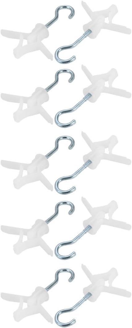 10Pcs 8mm-12mm Grip Range Hollow-Wall Anchor Zinc Plated Eye Screw Hook Assortment