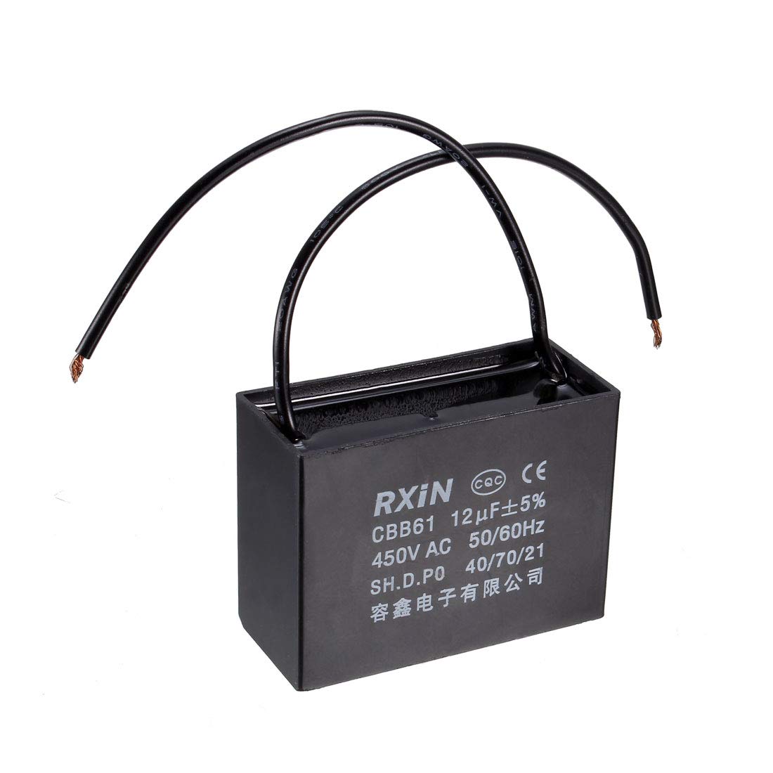 Ceiling Fan Capacitor CBB61 12uF 450V AC 2 Wires Metalized Polypropylene Film Capacitors 58x40x25mm for Water Pump Motor Generator