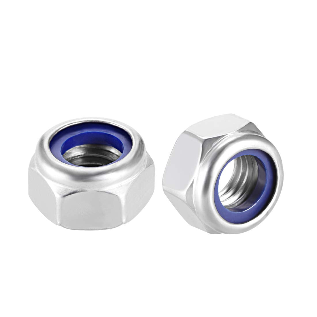 Hex Lock Nuts - M16 x 2mm RVS Nylon Inleg Self-Lockende Nutsen voor Bevestigingen, 2Stks Zilverkleur