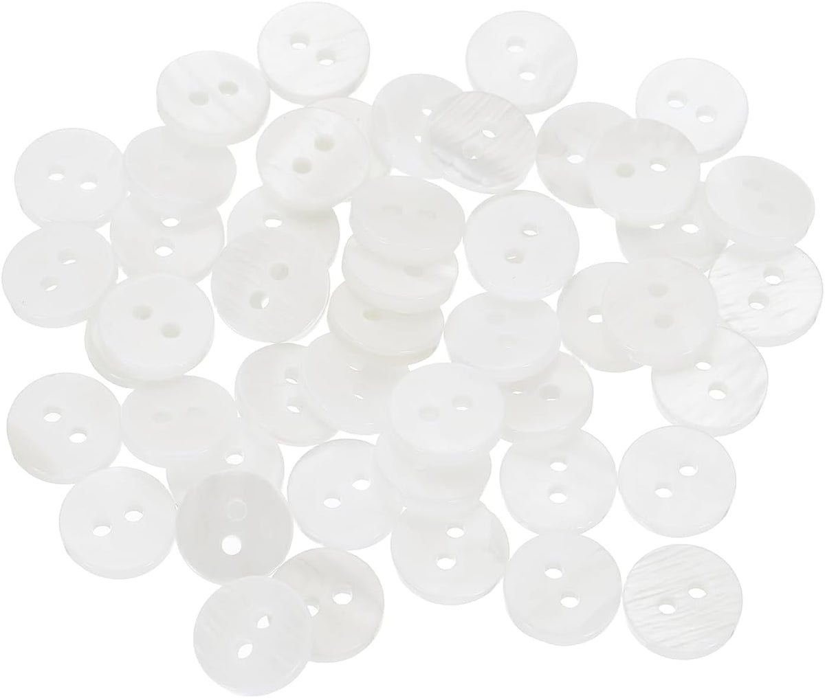 50pcs Natural Shell Buttons, 2 Hole Mother of Pearl Buttons 10mm Sewing Craft Button for Shirt Bag DIY Sewing Crafts Decoration, White