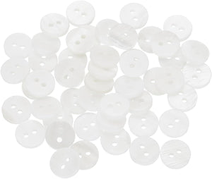 50pcs Natural Shell Buttons, 2 Hole Mother of Pearl Buttons 10mm Sewing Craft Button for Shirt Bag DIY Sewing Crafts Decoration, White