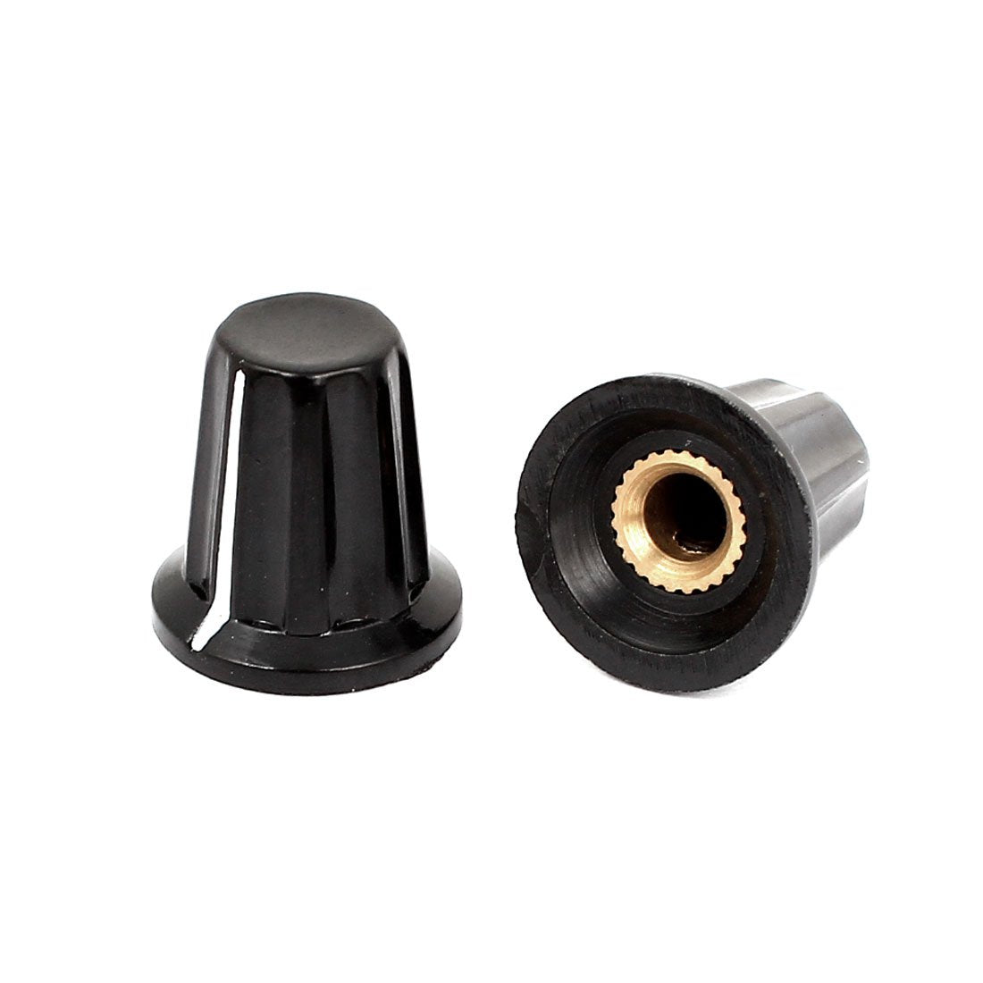 a14110300ux1221 2 Piece Black 4 mm Shaft Hole Diameter Volume Control Potentiometer Knobs Caps