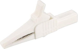 Alligator Clips หน้าที่แรง Insulated Automotive Car Battery Electrical Clamp 30A สีขาว กับโหลดแบนานา 4mm