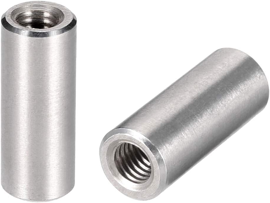 Round Connector Nuts, M6x25mm Height Sleeve Rod bar Stud Nut Stainless Steel 304,Pack of 10