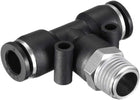Plastic Tee Push To Connect Tube Fittings 8mm or 5/16" OD x G1/4 Male Thread Push Lock 2pcs