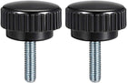 2pcs Knurled Clamping Knobs M8 x 20mm Metric Zinc Plated Carbon Steel Male Thread Thumb Screw on Type 40mm Plastic Round Head Threaded Hand Bolt Stud Knobs Black