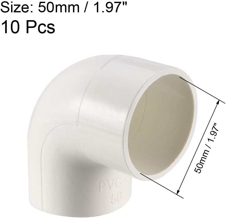 Raccordo a sfera in PVC 50mm 90° Elbow Coupling Connettore Bianco 10Pz