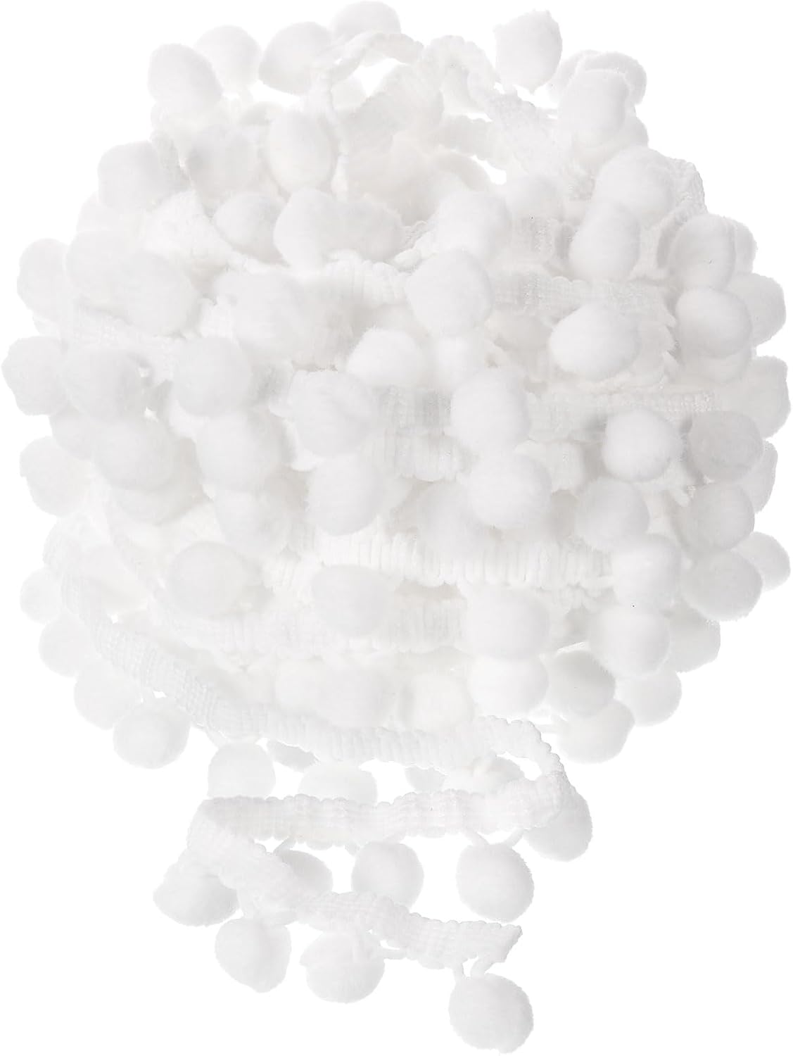10 Yards Pom Pom Ball Fringe Trim, Ribbon Sewing Accessories DIY Crafts for Home Curtain Clothes Pillow Decoration (15mm, White)