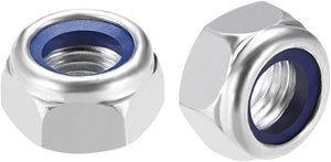 M16 x 2mm Nylon Insert Hex Lock Nuts, Carbon Steel White Zinc Plated, Pack of 5