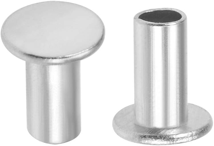 200 Pcs 5mm x 10mm Aluminum Flat Head Semi-Tubular Rivets Silver Tone