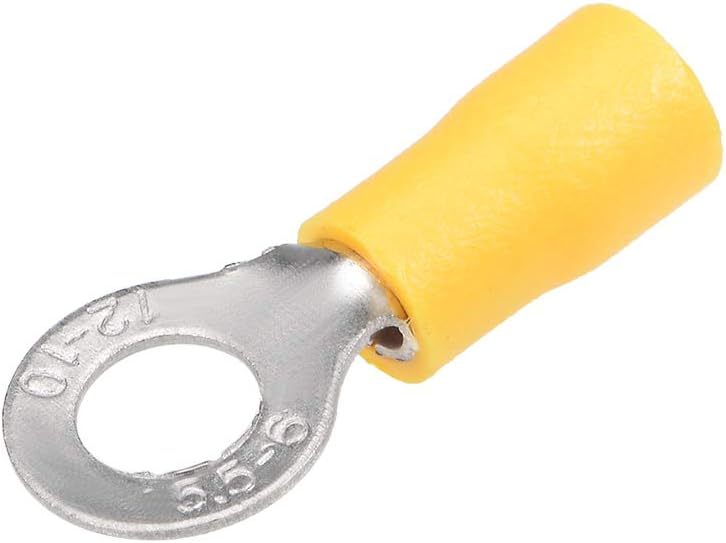 RV5.5-6 Insulated Electrical Crimp Terminal, Ring Spade Wire Connector Yellow for AWG12-10