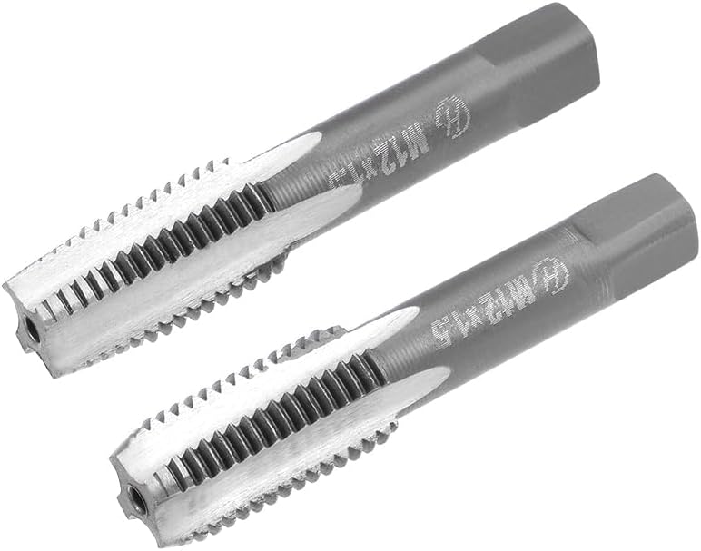 Metric Hand Tap M12 Thread 1.5 Pitch 4 Straight Flutes H2 Alloy Tool Steel Bottom & Taper Screw Tap Set Tapping Tools for Repairing 1 Pair