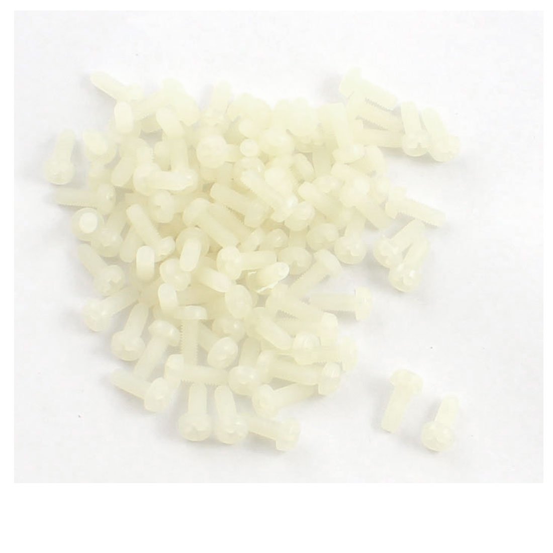 100pcs M3 x 8mm Threaded Rod Nylon Phillips Cross Head Screws Fastens