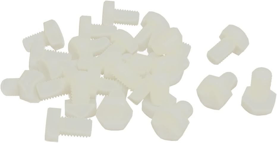 M10 x 15mm Full Thread Nylon Hex Head Cap Screw Bolt Fastener 25 Pcs