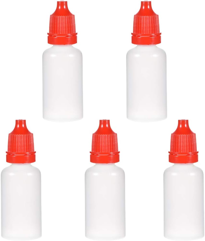 Plastic Dropper Bottles, 20ml/0.68 oz Empty Squeezable Dropper Bottle with Cap, Red, Pack of 5