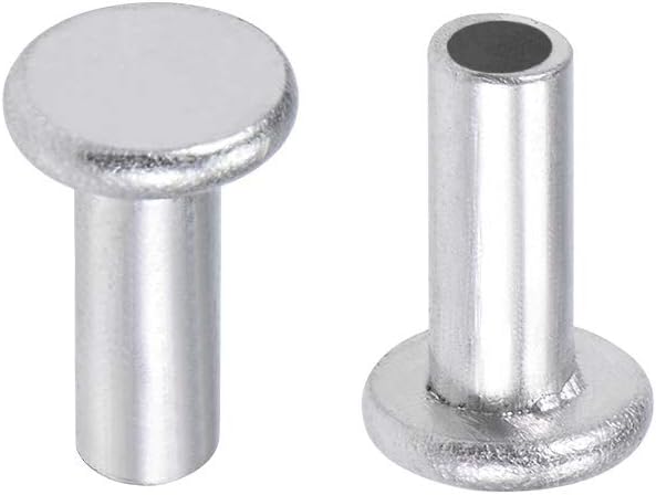200 Pcs 4mm x 10mm Aluminum Flat Head Semi-Tubular Rivets Silver Tone