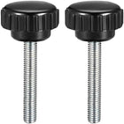 M5 x 35mm Metric Male Thread Knurled Clamping Knobs Grip Thumb Screw on Type Hand Clamping Handle Bolt with Plastic Knobs Black 2 Pcs