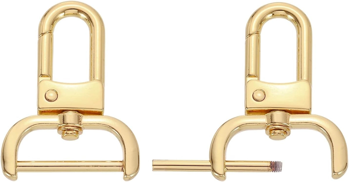 2Pcs Snap Hook Swivel Clasp, 25mm(1 Inch) Detachable D-Rings Lobster Clasps, Bag Strap Replacement for Purse Handbags Keychain, Light Gold