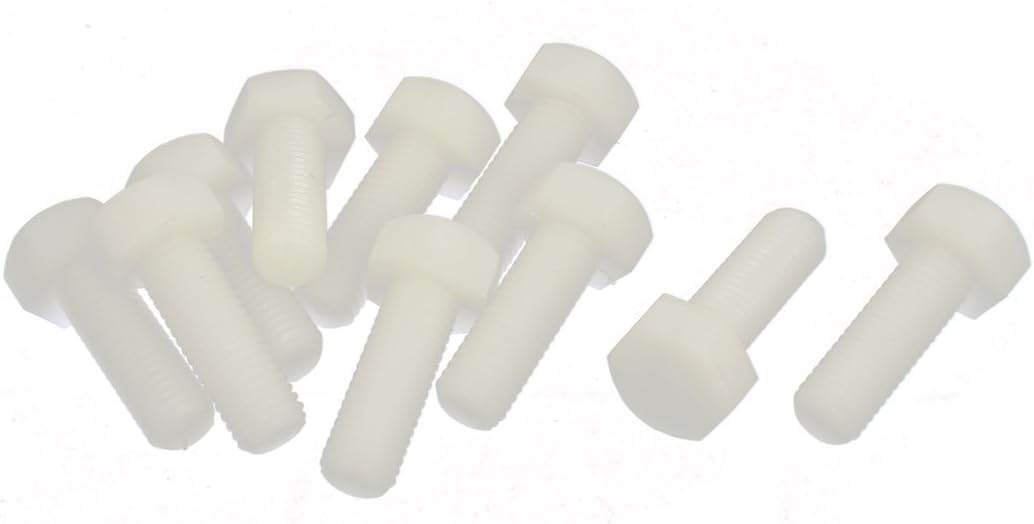M12 x 35mm Full Thread Nylon Metric Hex Head Cap Screw Bolt 10 Pcs